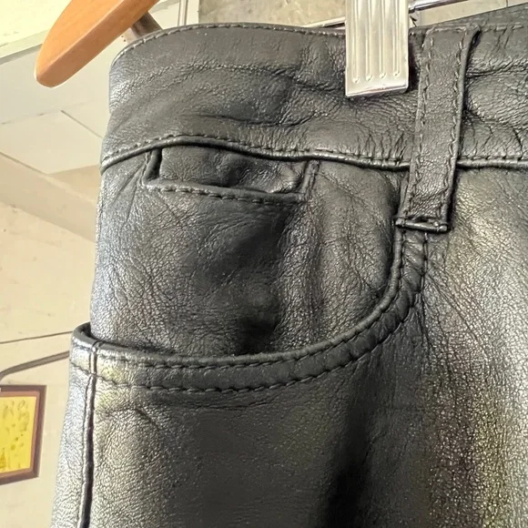 ALL SAINTS Italian Leather Low Rise Moto Pants - Picture 7 of 12